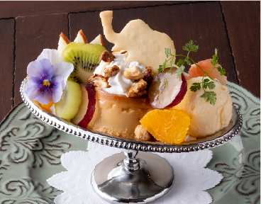 季節のプリンアラモード