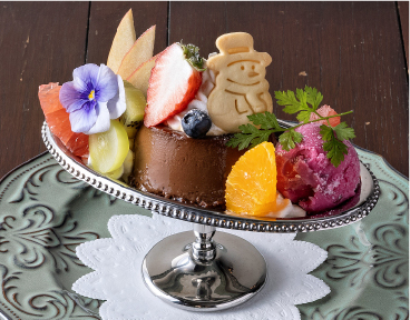 季節のプリンアラモード